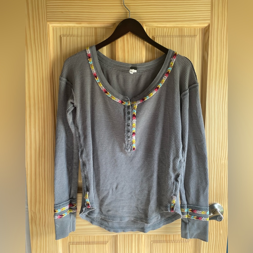 SOLD We The Free Thermal with Woven Trim Detail | Women’s S